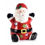 Figurina Mos Craciun ceramica multicolora cu led 9x7.5x11.5 cm