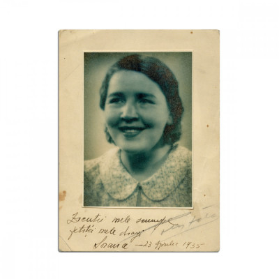 Sorana Țopa, fotografie de epocă, 1935, cu dedicație olografă foto