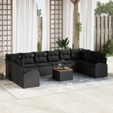 vidaXL Set canapea grădină 11 pcs Negru Mare Ratan