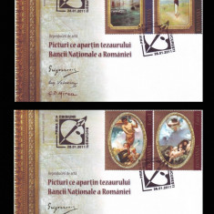 2011 Romania, 2 FDC Reproduceri arta Picturi din tezaurul BNR LP 1888, prima zi