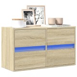 Cumpara ieftin Comodă TV de perete cu lumini LED, stejar sonoma, 80x31x45 cm
