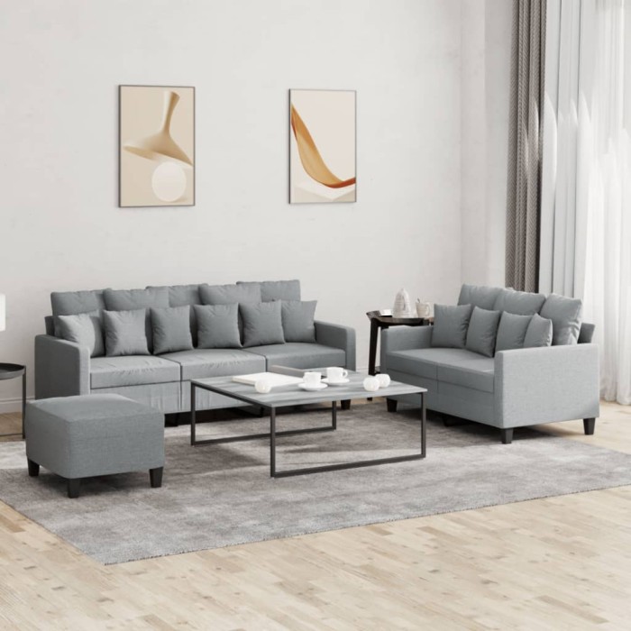 vidaXL Set de canapele cu perne, 3 piese, gri deschis, textil 3201672