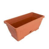 Jardiniera din plastic Verbena, cu suport, interior / exterior, dreptunghiulara, teracota, 40 x 19.7 x 15.7 cm