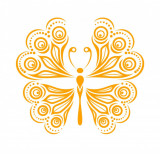 Cumpara ieftin Sticker decorativ Fluture, Portocaliu, 60 cm, 1155ST-13, Oem