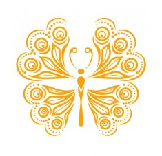 Sticker decorativ Fluture, Portocaliu, 60 cm, 1155ST-13 foto