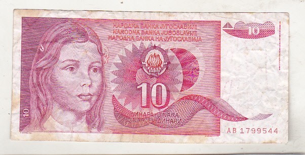 bnk bn Iugoslavia 10 dinari 1990 circulata