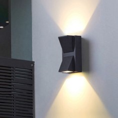 Aplica LED de Exterior si Interior, 2 Surse x 5W, IP65, ABS, Negru, 3000K, AX100/2BK ModernLight Concept