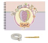 Set Album foto / GuestBook pentru botez, A4 landscape, pix si dubluadeziv inclus, 3 piese, accesoriu nunta