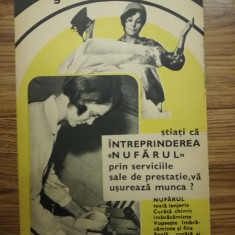 1971, Reclamă Întrep. NUFĂRUL, 15 x 24 cm, epoca de aur, comunism, curățătorie