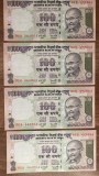 B11 22 - Bancnota foarte veche - India - 100 rupii - 2006 - patru bancnote serii consecutive