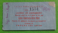 Carnet de abonament CFR pentru copii 1904, Constanta. foto