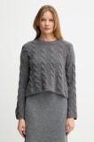 Sisley pulover din amestec de lana femei, culoarea gri