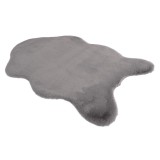 Covor Premium Belgian LOP 070 Shapes, Imitatie Blana Iepure, Gri, Marime 50 x 80 cm, Lungime Fir 23 mm, Poliester, Antialergic, Living, Dormitor, Sufr