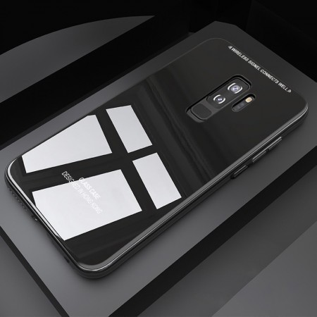 Husa Samsung Galaxy S8 Plus, Back Glass, husa cu sticla securizata pe spate de culoare neagra