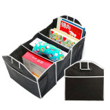 Organizator Auto Portbagaj Pliabil, 3 Compartimente, Negru/Alb, Poliester, 55x33x32cm
