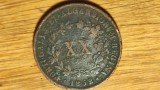 Portugalia - moneda colectie f rara - 20 reis 1852 - Maria II - uriasa ⌀ 37mm !, Europa