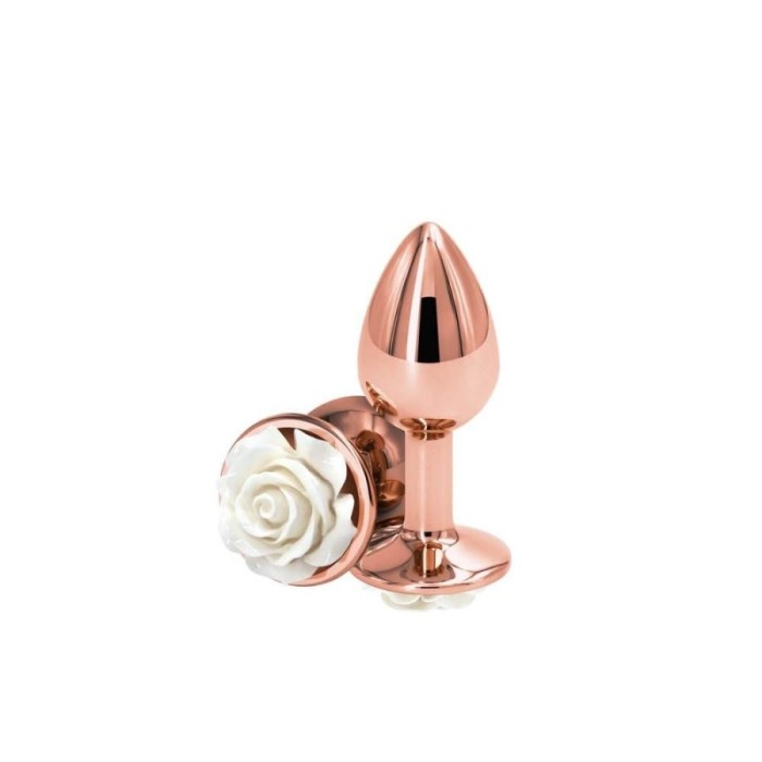 Dop Anal Rear Assets Rose, Auriu+Alb, Small, 7.5 cm