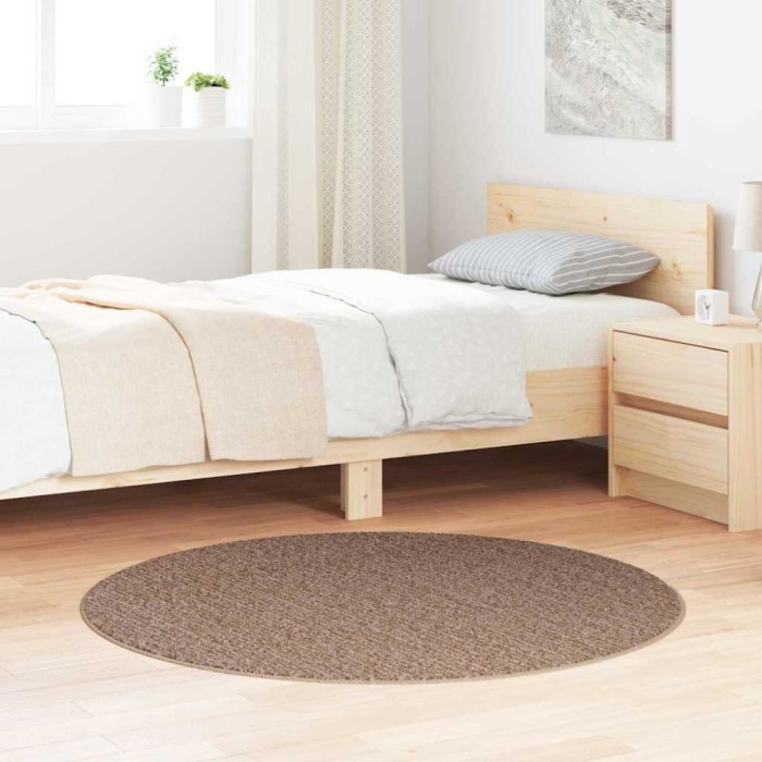 Covor shaggy vidaXL cu spate din latex Marron &oslash;120 cm