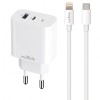 Incarcator Retea Cu Cablu Lightning MaXlife MXTC-06-20AC, 20W, 3A, 1 x USB-A - 1 x USB-C, Alb, Apple