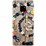 Husa silicon pentru Huawei Mate 20, Colorful Buttons Spiral Wood Deck