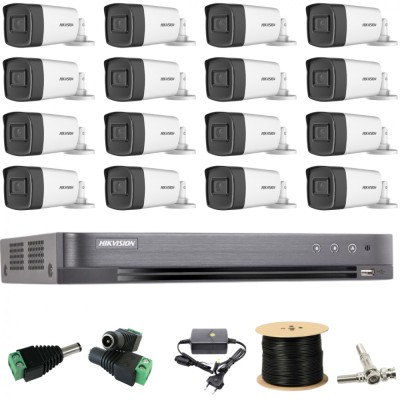 Sistem Supraveghere profesional Hikvision 16 Camere 5MP Turbo HD IR 40m SafetyGuard Surveillance foto