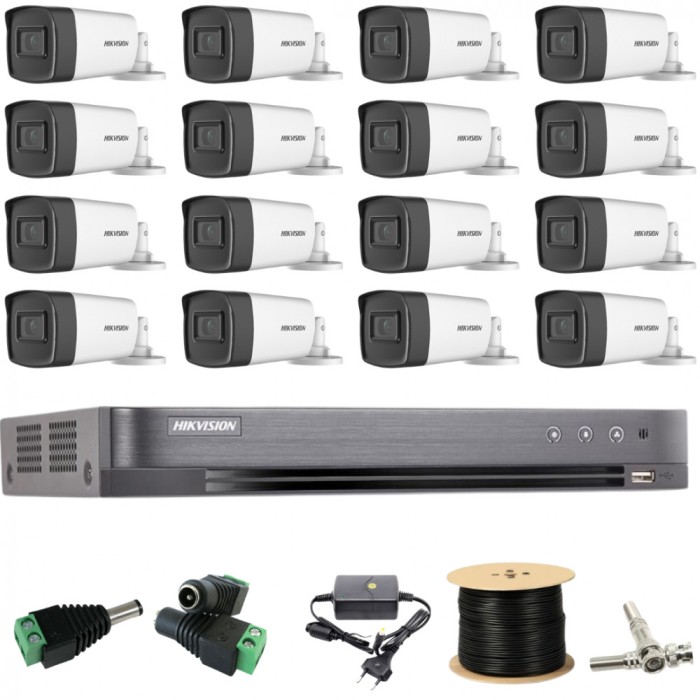 Sistem Supraveghere profesional Hikvision 16 Camere 5MP Turbo HD IR 40m SafetyGuard Surveillance