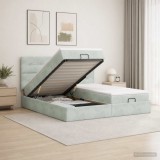 Cumpara ieftin Pat Ottoman cu Saltea si LED Gri deschis 180 x 200 cm Catifea