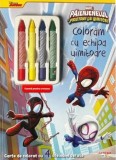 Coloram cu echipa uimitoare. Carte de colorat cu 4 creioane cerate - Editura Litera