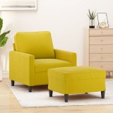 VidaXL Fotoliu canapea cu taburet, galben, 60 cm, catifea 3201051
