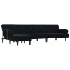 Canapea extensibila in forma de L negru 260x140x70 cm catifea