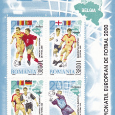 ROMANIA 2000 LP 1517 a CAMPIONATUL EUROPEAN DE FOTBAL BLOC MNH