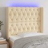VidaXL Tăblie de pat cu LED, crem, 103x16x118/128 cm, textil 3124379