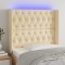 vidaXL Tăblie de pat cu LED, crem, 103x16x118/128 cm, textil 3124379
