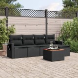 VidaXL Set mobilier de grădină cu perne, 6 piese, negru, poliratan