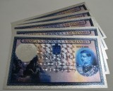 5.000 Lei 1931 &ndash; Lot 5 bucati - Carol II &ndash; Silver Edition &ndash; bancnote ornamentale / suveniruri / educationale placate cu argint 999&permil;