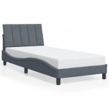 Cadru de pat fara saltea, Hanko, gri inchis, 90x190 cm, catifea