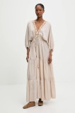 Answear Lab rochie culoarea bej, maxi, evazată