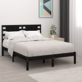 VidaXL Cadru de pat, negru, 140x190 cm, lemn masiv de pin