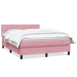 Cumpara ieftin Pat box spring cu saltea, roz, 140x220 cm, catifea