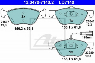 Set placute frana,frana disc ALFA ROMEO 156 (932) (1997 - 2005) ATE 13.0470-7140.2 foto