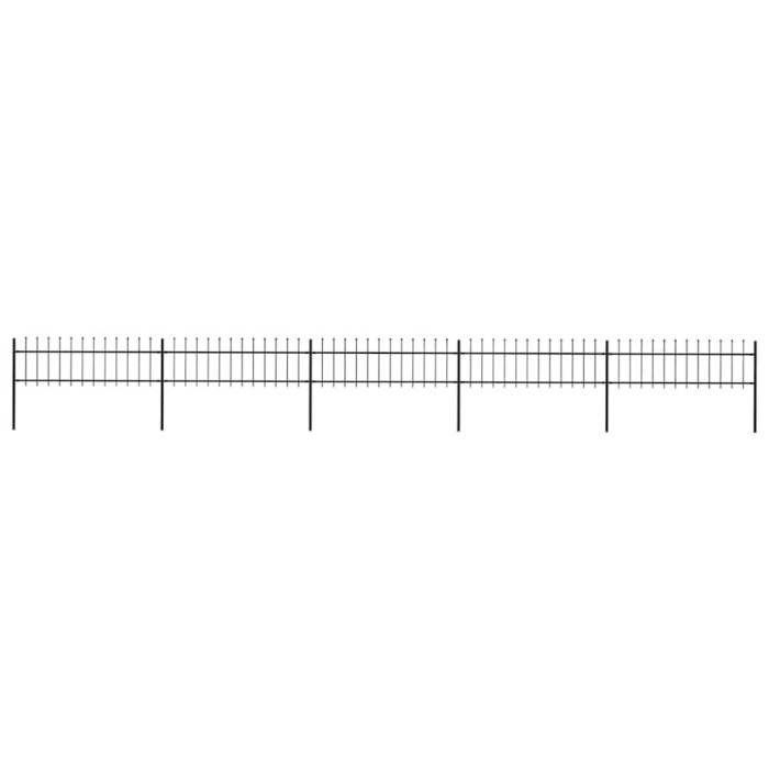 vidaXL Gard de grădină cu v&acirc;rf suliță, negru, 8,5 x 0,6 m, oțel