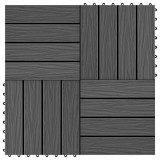 vidaXL Plăci podea &icirc;n relief, WPC, 11 buc., 30 x 30 cm, 1 mp, negru