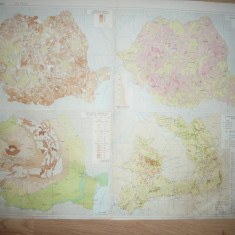 Harta- Dispersia localitatilor in Carpati pe altit. ,marime medie ,1970 ,79x59cm