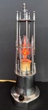 Lampa artizanala metalica vintage, stil Art Deco, functionala, cu bec ornamental