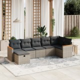 vidaXL Set canapele de grădină, 7 piese, cu perne, gri, poliratan 3265316