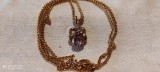 MEDALION FLUTURE cu AMETIST MOV si ZIRCONIU placat cu aur ELEGANT finut pe Lant