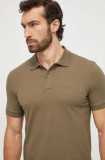 BOSS polo de bumbac culoarea verde, uni 50468301