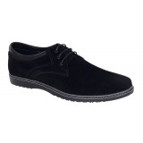 Pantofi barbati sport din piele naturala intoarsa - Model Negru Antilopa