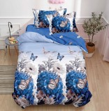 Cumpara ieftin Lenjerie De Pat Vardy Xc073, Bumbac, 4 Piese, Cu Elastic, Albastru, Imprimeu