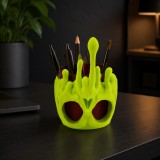 Suport pentru pixuri Poison Apple cu craniu verde, organizator gotic pentru birou